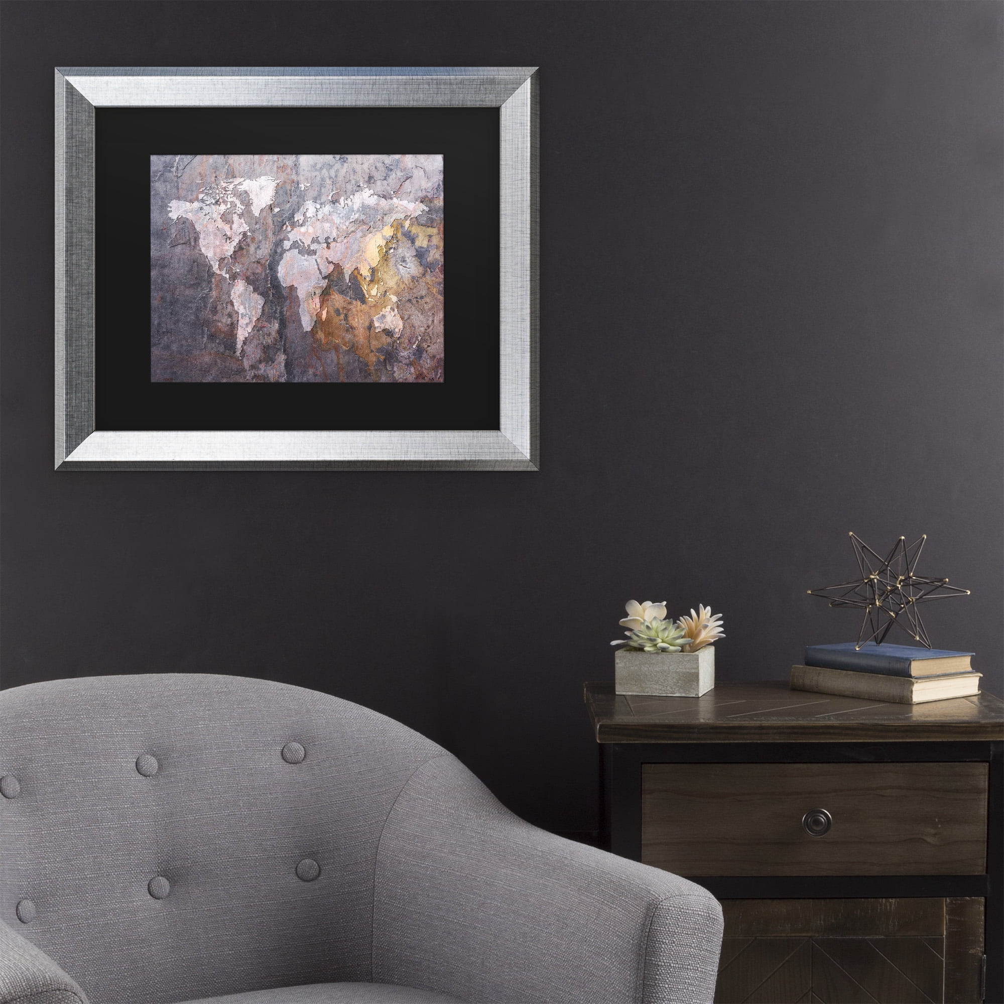 Trademark Fine Art 'World Map - Rock' Canvas Art by Michael Tompsett