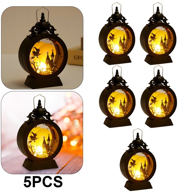 Linterna Con Vela para Halloween Cálida Funciona Pilas Recuerdos Fiesta (estilo 3) 5 Uds.