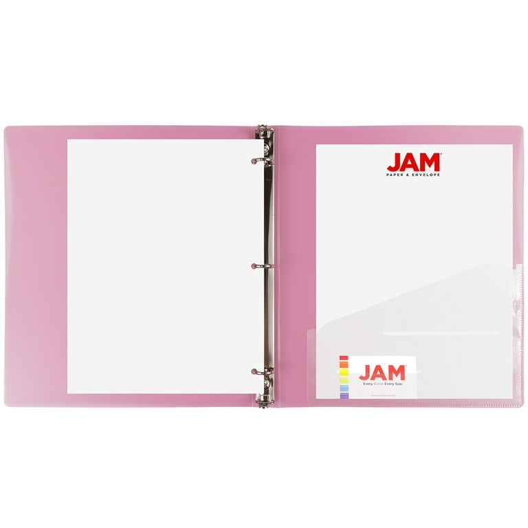 Jam Paper & Envelope Plastic 1.5 inch Binder, Pink 3 Ring Binder