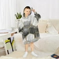 thumbnail image 6 of FORMRS Wearable Blanket Hoodie with Sleeves for Kids Cozy Flannel Sweatshirt, Gray Hexagons, 6 of 7