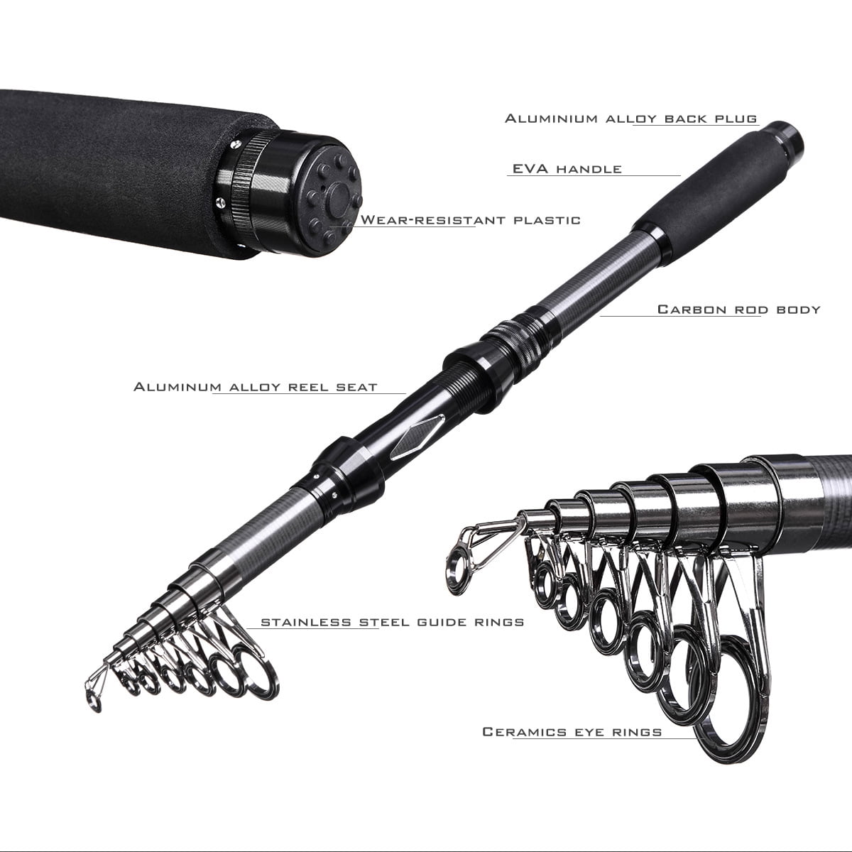 capaci portable telescopic fishing rod and reel combos CAPACI Portable Carbon Fiber Telescopic Fishing Rod Set with Spinning Reel,  Carry Bag, and Accessories - 5-Piece Kit for 180/210/240/270 Models