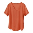 thumbnail image 3 of Outfmvch short sleeve shirts for women plain t shirts for women athletic shirts women golf shirts for women casual tops for women Scallops Tops Comfortable Breathable Short Sleeved T Shirt Orange 4XL, 3 of 6