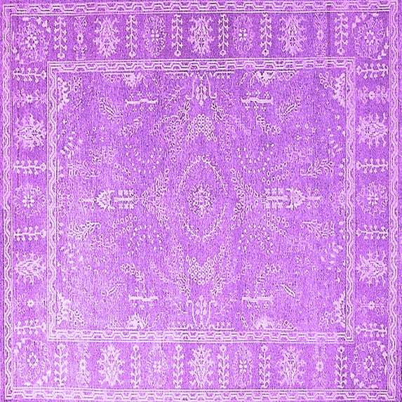 Ahgly Company Indoor Square Oriental Purple Industrial Area Rugs, 4' Square