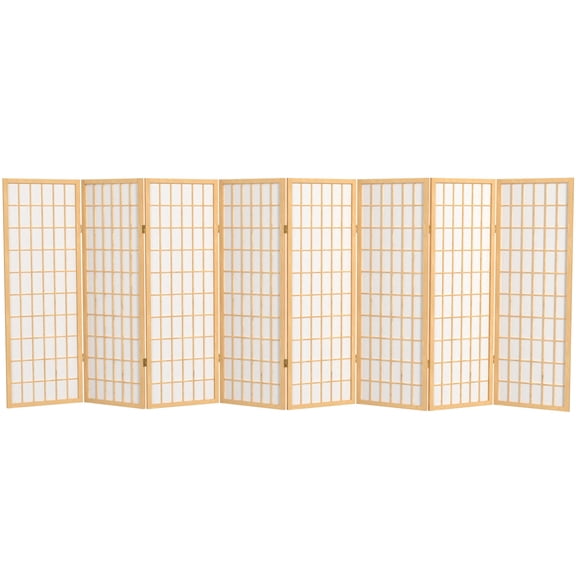 Red Lantern 4 ft. Short Window Pane Shoji Screen - Natural - 8 Panels