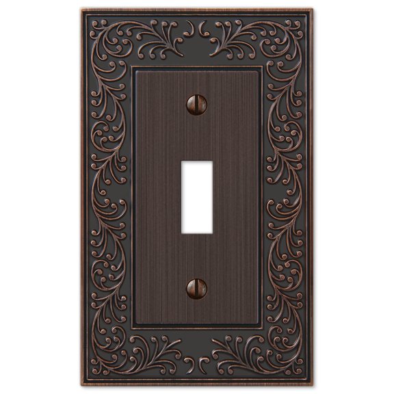 Amerelle 43TVB English Garden Wallplate, 1 Toggle, Cast Metal, Aged Bronze, 1-Pack