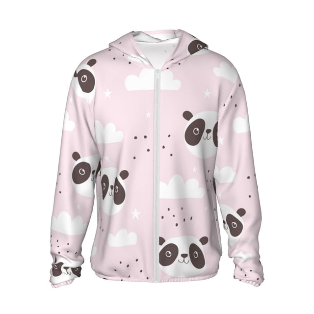 KLL Mignon Imprimé Panda Hommes Femmes UPF 50+ Protection Solaire Veste à Capuche Manches Longues Pêche Randonnée Performance Chemise-TTG