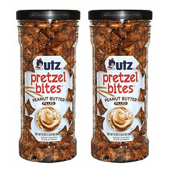 Utz Peanut Butter Filled Pretzel Bites, TWO 24 oz. Canisters
