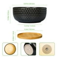 thumbnail image 4 of 8 inch Bonsai Pot- Modern Ceramic Shallow Planter with Drainage & Bamboo Saucer, Pots for Bonsai Trees Cacti Black, 4 of 8