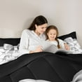 thumbnail image 5 of jejeloiu Girls Cartoon Bow Tie Full Size Comforter Sets,White Gray Black Bedding Sets For Girl Teens Reversible 3pcs, 5 of 8