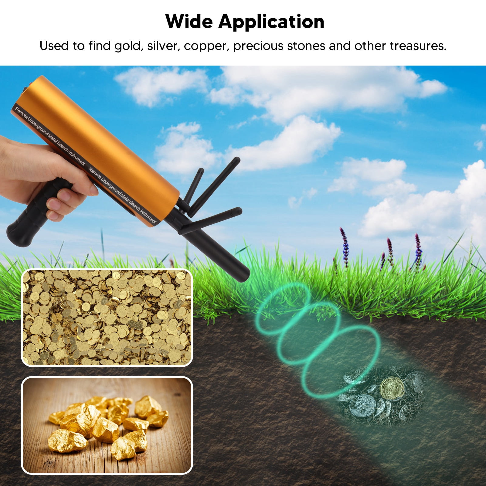 Gold Detector, Aluminum Metal Detector Accurate 25m Depth  For Copper
