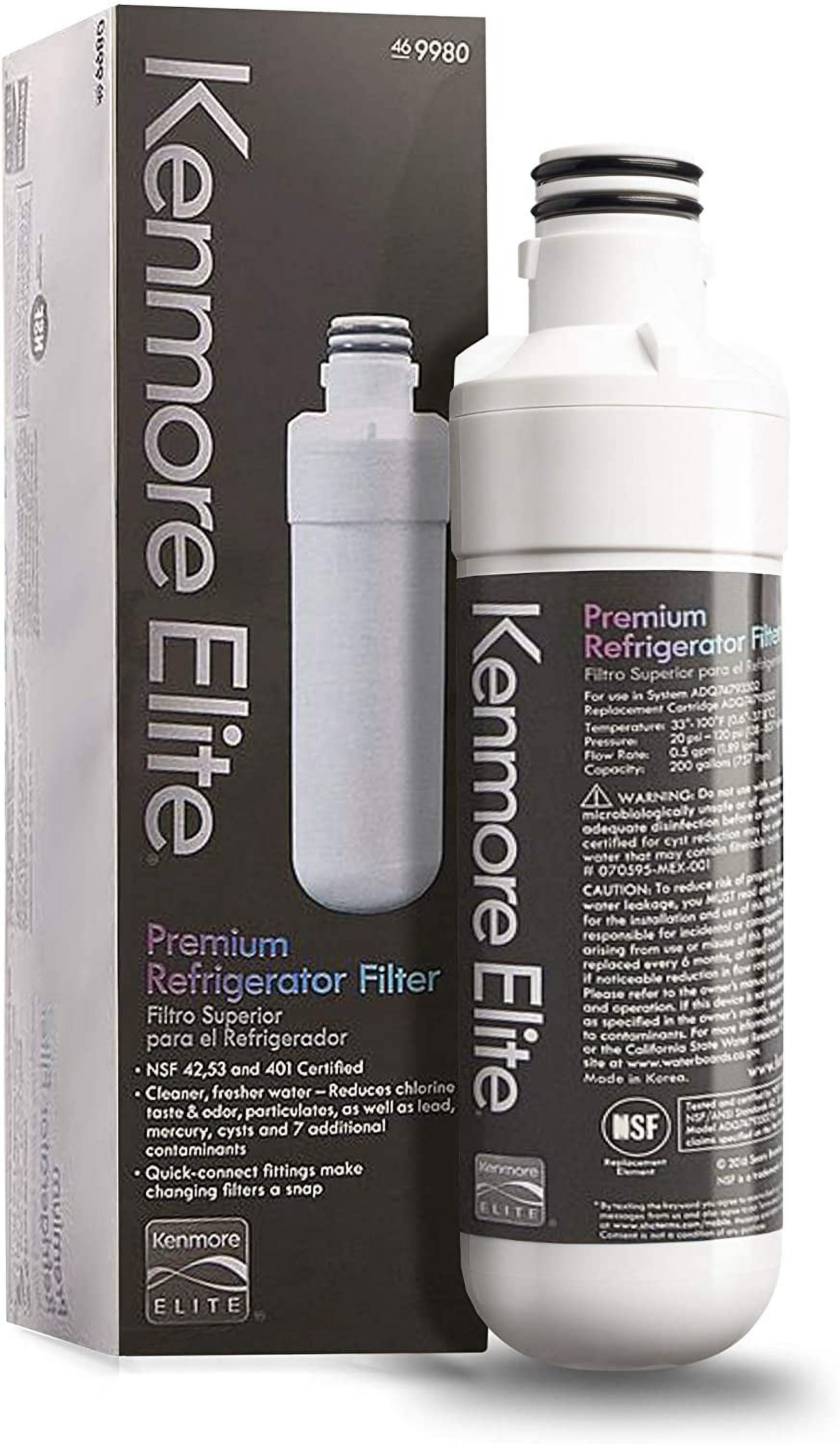 2-Pack 9980 Refrigerator Water Filter Compatible for LG LT1000P and Kenmore Elite 46-9980, ADQ747935
