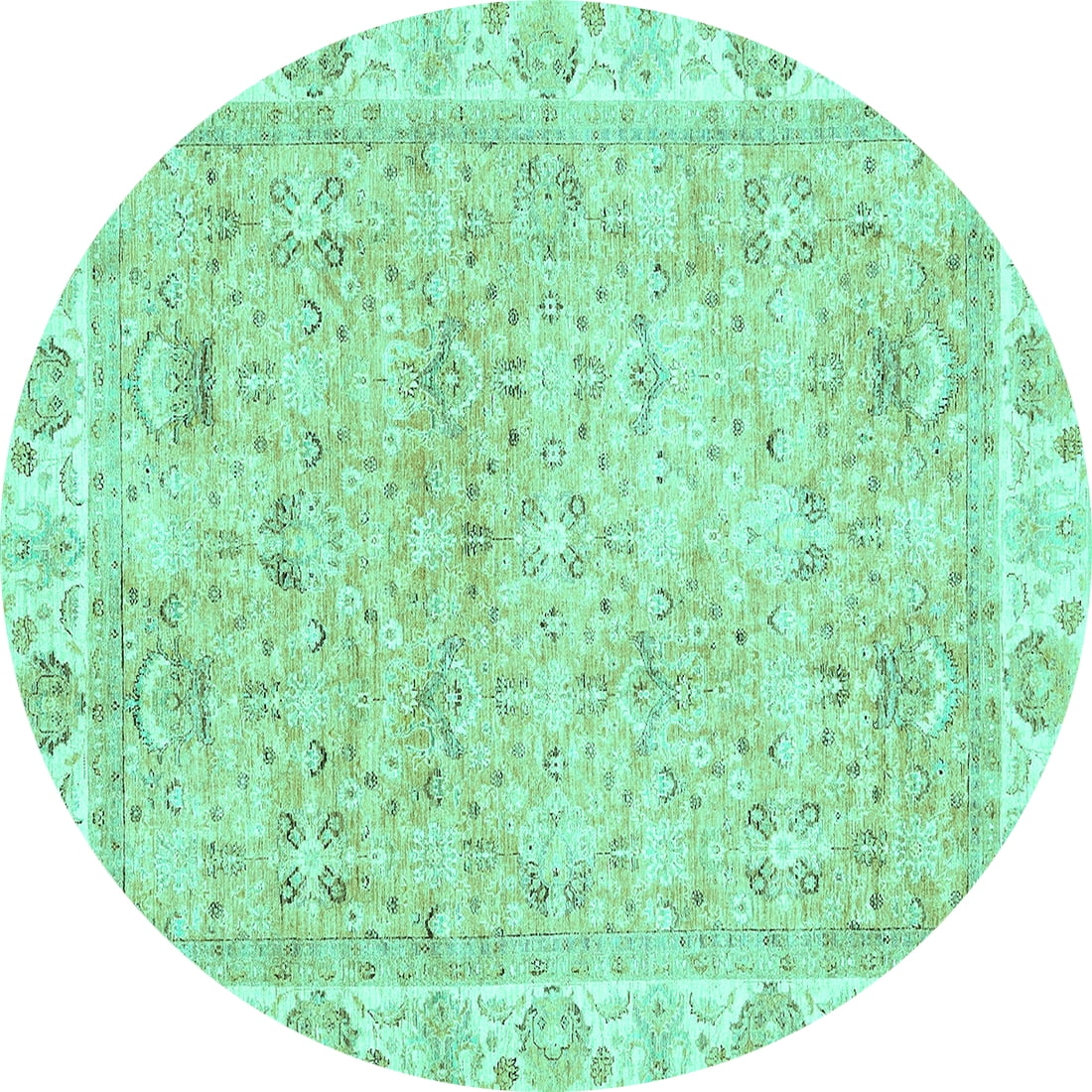 Ahgly Company Indoor Round Abstract Turquoise Blue Modern Area Rugs, 8 ...
