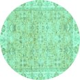 thumbnail image 1 of Ahgly Company Indoor Round Abstract Turquoise Blue Modern Area Rugs, 3' Round, 1 of 4