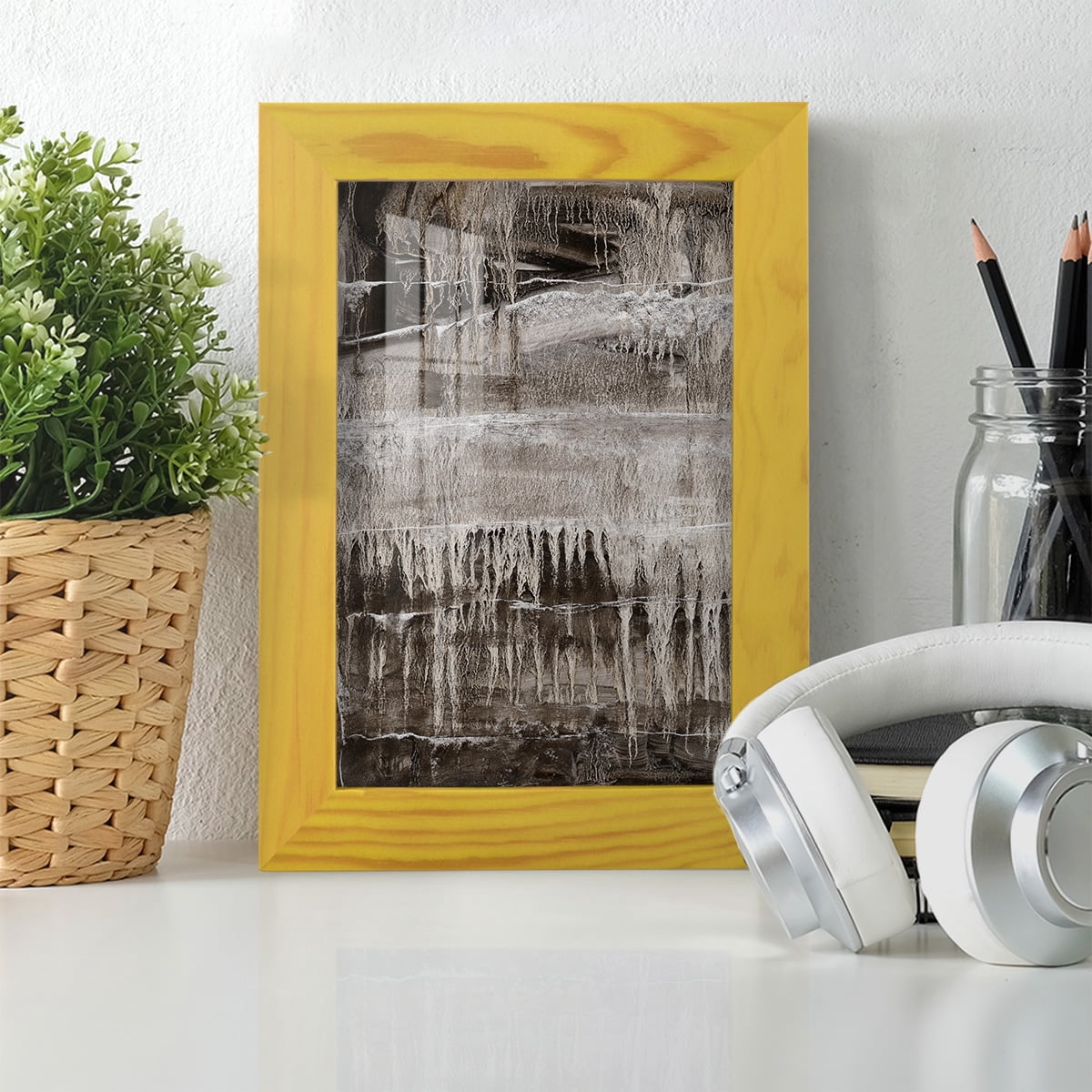 Continuum IV -Framed Print w/glass-Sunflower Yellow