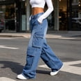 thumbnail image 5 of Zormilly Cargo Jeans for Women Low Rise Wide Leg Classic Denim Pants with Pockets Fall Fashion Casual Baggy Jeans, S-XL, 5 of 8