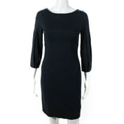Angle View: Pre-owned|Escada Womens Back Zip 3/4 Sleeve Boat Neck Mini Dress Navy Blue Size IT 34