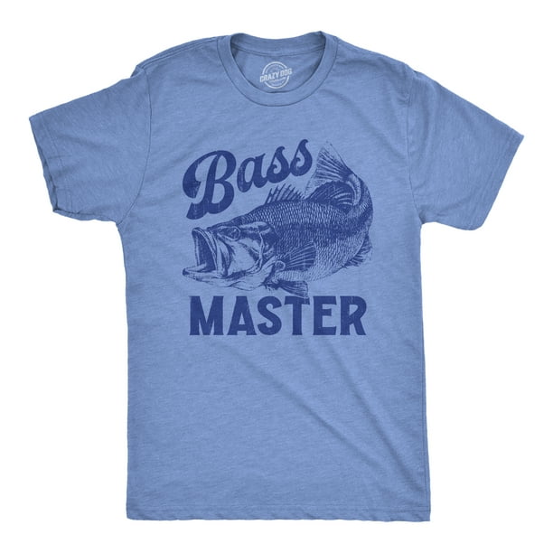 Crazy Dog T-Shirts Mens Bass Master T Shirt Funny Sarcastic Fishing Professional Fish Graphic Novelty Tee For Guys (Light Heather Blue - Bass) - 5xl O