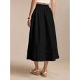 thumbnail image 3 of Black Womens 100% Cotton A-Line Midi Skirt With Lace Hem And Side Pocket, 3 of 6