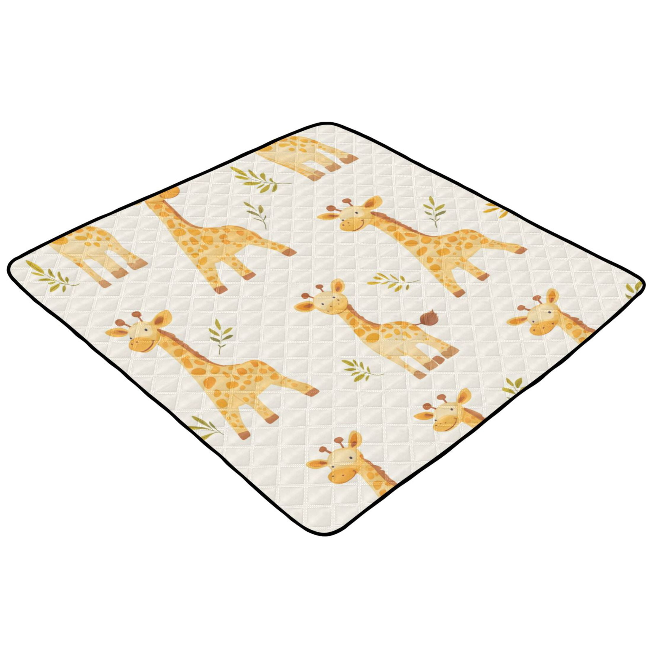 WOBOGO Cartoon Giraffe Baby Playmats Extra Large Waterproof Rollable Activity Pads for Toddlers 50×50inch
