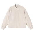 thumbnail image 5 of Zip Up Jackets for Women Long Sleeve Casual Lightweight Fall Coat Outerwear Bomber Jacket with Pockets, 5 of 5