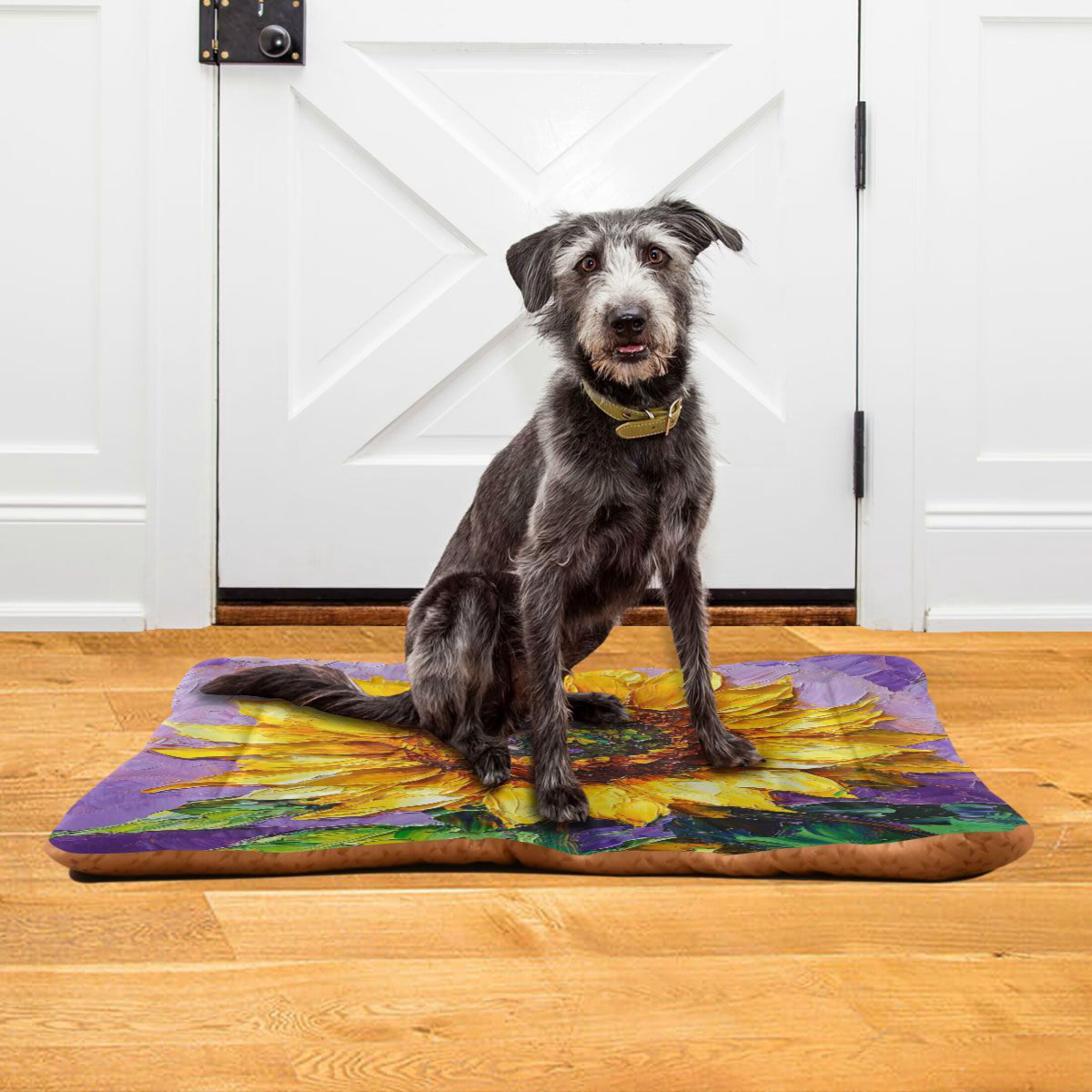 Qxltty Bright Yellow Sunflower Ped Pad Wear-resistant and Hard to Bite Through Sleeping Pad for Small Medium Large Dogs Winter Pet Bed 36×24in