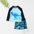 thumbnail image 2 of RUTAYY Boys Swimwear Set Dinosaur Print Rash Guard Swim Shirt And Shorts For Kids Summer Beach Surfing Swimming Pool Sun Outfit 3-8 Years Vacation Bohemian Beachwear, 3-4 Years, 2 of 8