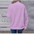 thumbnail image 6 of Smupbvky Womens Cable Knit Sweater Funnel Neck Button Pullover Trendy Winter Casual Cuffes Long Sleeve Thick Tops (XL, Purple), 6 of 7