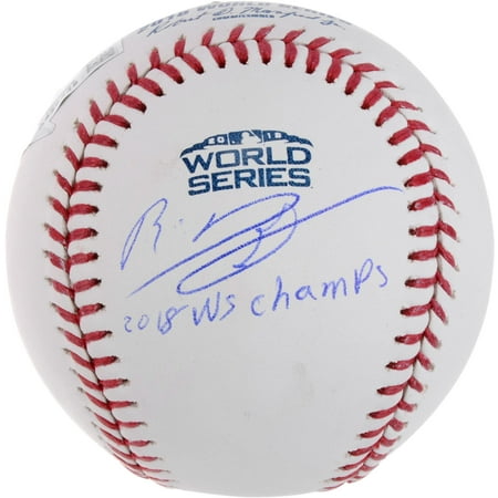 Champions Autographed Card (Rafael Devers Boston Red Sox 2018 MLB World Series Champions Autographed Logo Baseball with