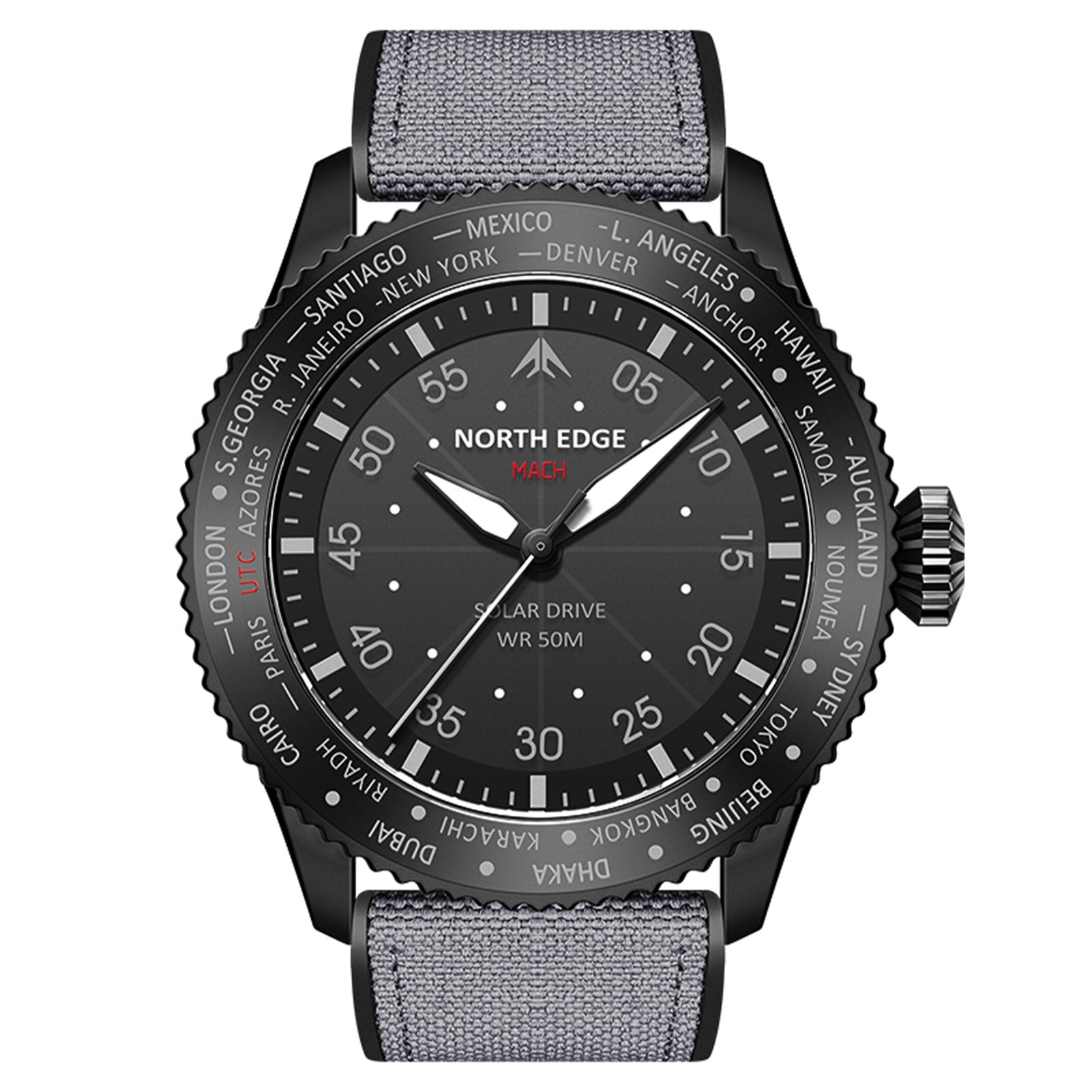 Watches North Edge Mach Watch Pilot Watch Solar Powered Watch For Men 50M Waterproof Chronograph Night  Lasting Up To 180 Days Solar Watch