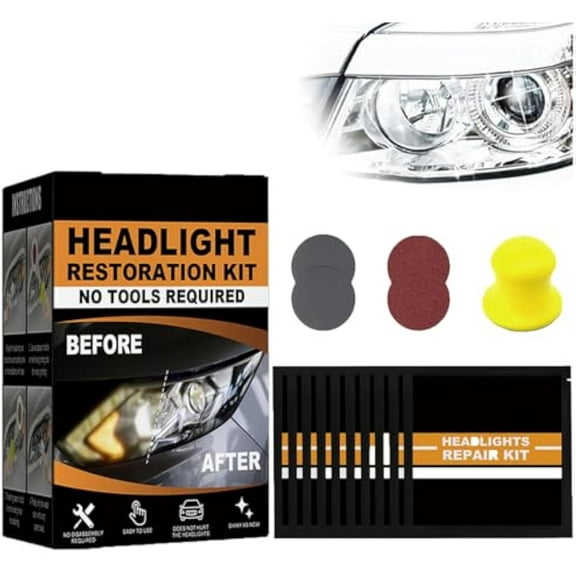 Restowipes Headlight Restoration Kit, Restowipes Headlight Cleaner Wipes, Car Headlight Restoration Kit, Remove Yellowing, Oxidation, Cracked Headligh, for Clear Like-New Lights (1Pcs)