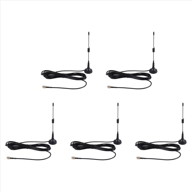 5X Antena GSM de 433 Mhz y 5 Dbi, Conector Macho SMA, Base Magnética para Radioaficionado, con Cable de 3 Metros