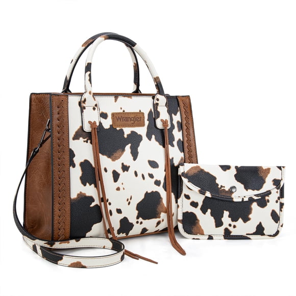 Bolso Tote Montana West Wrangler con Estampado de Vaca para Mujer + Cartera