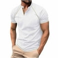 thumbnail image 1 of cfhntfmh Mens Short Sleeve Shirts Summer Button up Casual T-Shirts Big and Talls Basic Solid Color Tops, 1 of 6