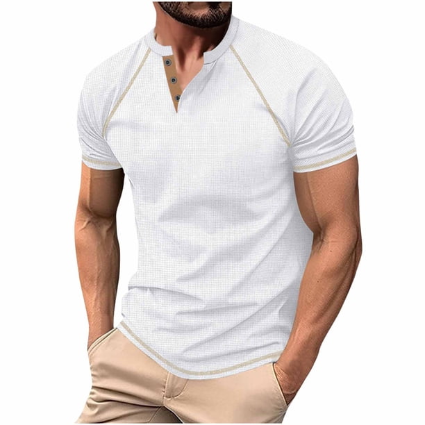 pstuiky camiseta de hombre, Hombre Ocio Cultivarse Uno Mismo Color Sólido Inserción de Hombro Cuello Redondo Manga Corta ropa de hombre xl