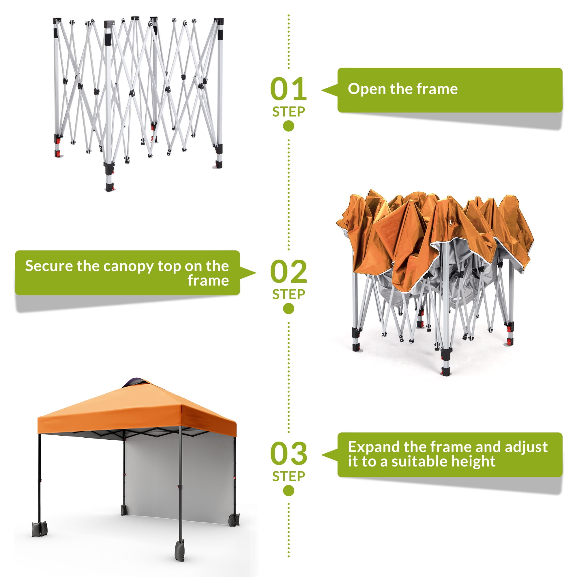 10x10 Pop Up Canopy Tent with 1 Removable Sidewall, Heavy Duty Commercial Instant Shelter with One-Person Setup, 100 Sq Ft Shade for Outdoor Events, Camping, Farmers Market