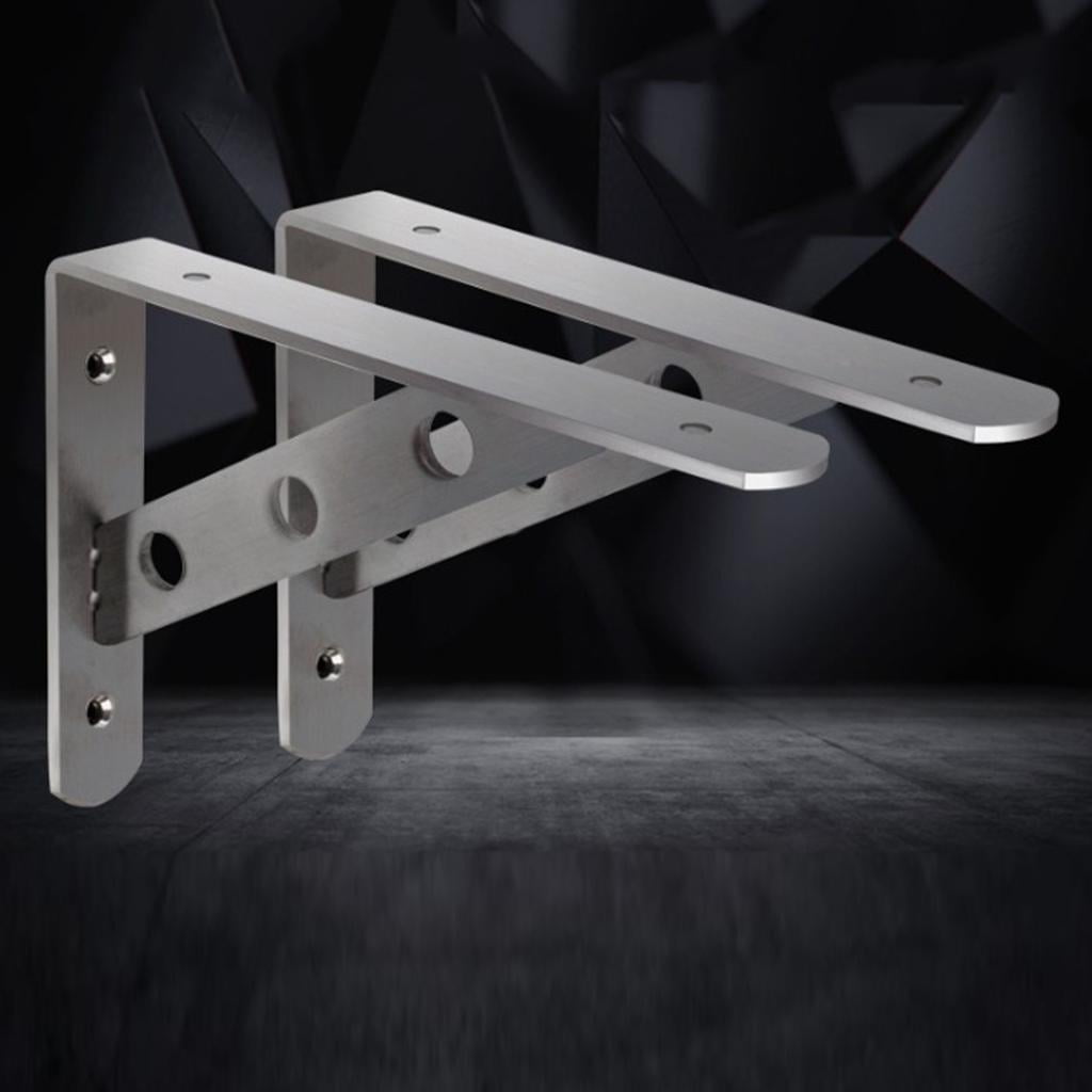 WLPZXP 2xStainless Steel L-Shape Shelf Bracket Wall Mount Heavy Duty Brackets 16'' 16 inch