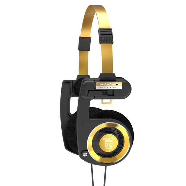 Koss Porta Pro Édition Limitée Noir Or Écouteurs Supra-Auriculaires, Microphone Intégré, Contrôle du Volume et Télécommande Tactile, Inclus