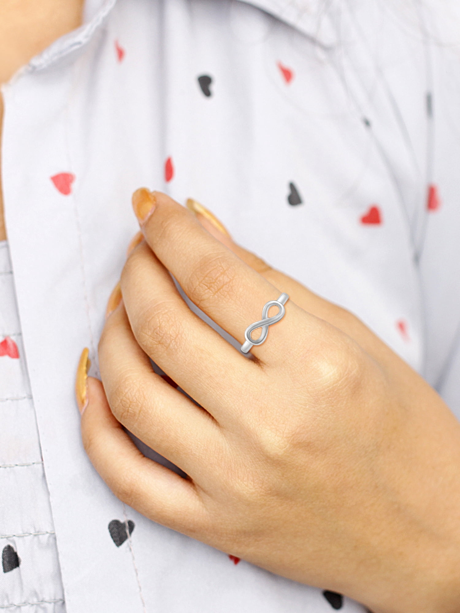 ◆CARLYN◆ Joy SILVERH74111010 JewelersClub 0.925 Sterling Silver Infinity Friendship Ring