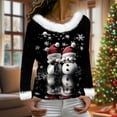thumbnail image 6 of qucoqpe Women's Christmas Print Crewneck Sweatshirt, Funny Long Sleeve Knit Pullover Top, 6 of 7