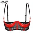 thumbnail image 2 of Sujetador Sexy de charol para mujer, Copa 1/3, con aros, tirantes ajustables para los hombros, encaje Floral, lencería, ropa interior, 2 of 5