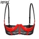 thumbnail image 2 of Sujetador Sexy de charol para mujer, Copa 1/3, con aros, tirantes ajustables para los hombros, encaje Floral, lencería, ropa interior, 2 of 5