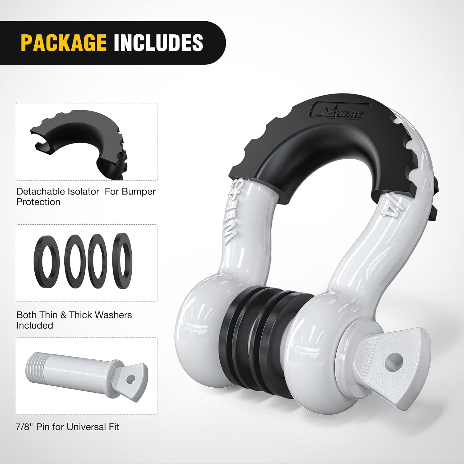 Nilight 2 Pack 3/4" D-Ring Shackle with 7/8" Screw Pin 41,887lbs Break Strength, Heavy Duty off Road Recovery Shackle with Isolators Washers for Use with Tow Strap, Winch, Off-Road Jeep Truck Vehicle