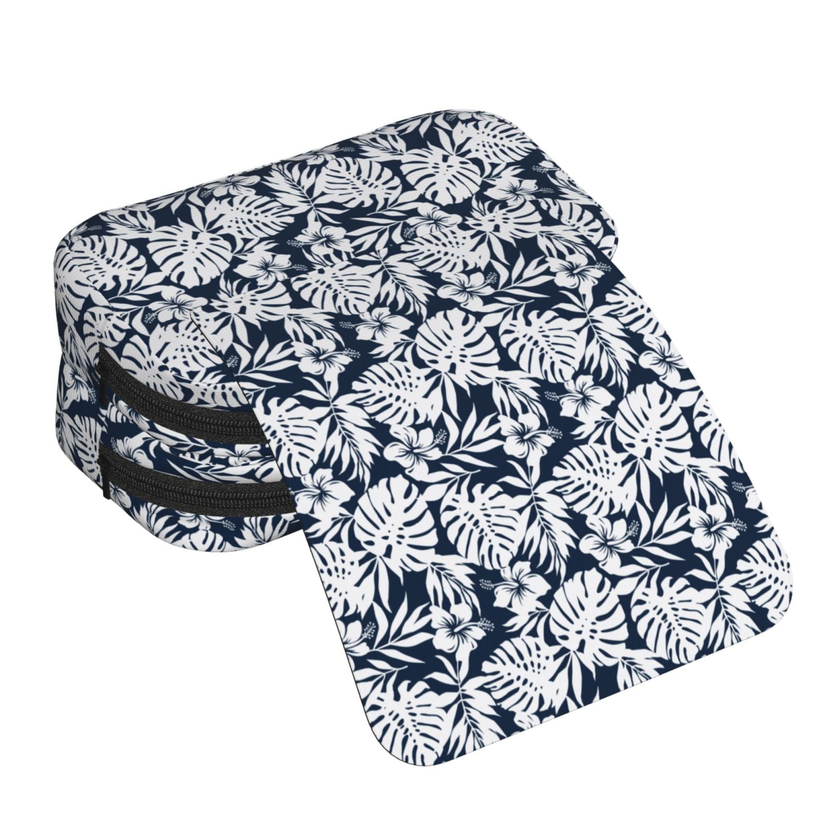 Rateoe Hawaiian Style Pattern Double Clamshell Pen Case, Storage Organizer with Two Zipper Compartments– Holds Up to 50 Pencils & Pens