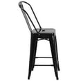 thumbnail image 3 of 24'' High Black Metal Indoor-Outdoor Counter Height Stool with Back, 3 of 9