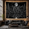 thumbnail image 6 of Three Wolves on Rocky Lakeshore with Moon and Pine Trees, Mystical Illustration for Nature Lovers, Wilderness Wall Art, Housewarming Gift Tapestry Wall Hanging for Bedroom and Living Room, 6 of 7
