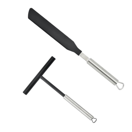 Versatile Crepes Maker and Spatula Set Stainless Steel Crepes Distributor for Kitchen Making Pancake and Pastries