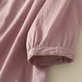 thumbnail image 6 of Loose Linen Shirts Button Up Collared Summer Fall Clothes 3/4 Length Sleeve Tops Casual Womens Blouses (XL, Purple), 6 of 7