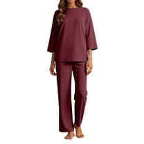 Pants Suits for Women Dressy Women's Casual Trousers Suit Set Comfortable Round Neck Long Pants Outfit For Daily Wear Spring Woman's Suit Slim Fit Suits Women Celebration Jumpsuit Striped Peti Red 4XL