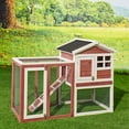thumbnail image 1 of TBWYF 48in Wood Rabbit Hutch Outdoor Pet House Chicken Coop for Small Animals with 2 Run Play Area, 1 of 5