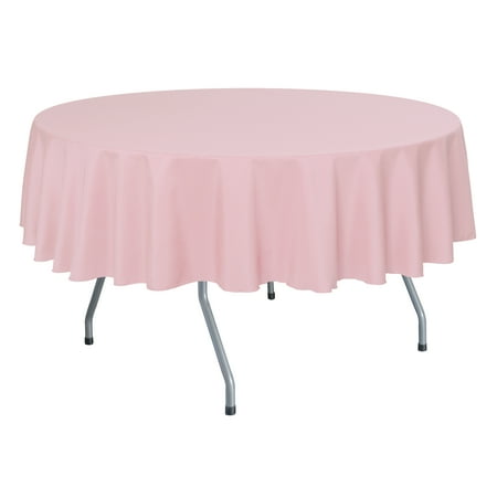 

Ultimate Textile (3 Pack) 72-Inch Round Polyester Linen Tablecloth - for Wedding Restaurant or Banquet use Light Pink